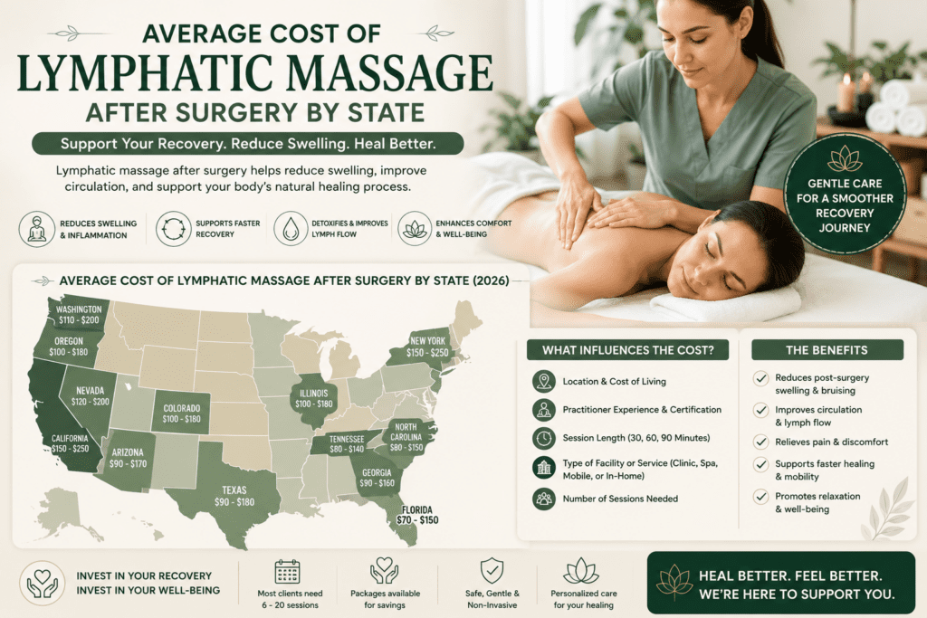 Average Cost of Lymphatic Massage After Surgery by State